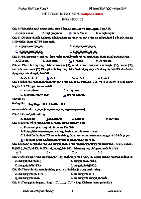 Đề kiểm tra tham khảo kiểm tra môn Hóa học Lớp 12